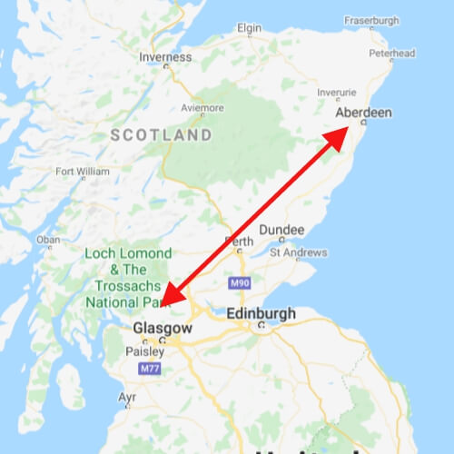 taxi transfer from glasgow to aberdeen
